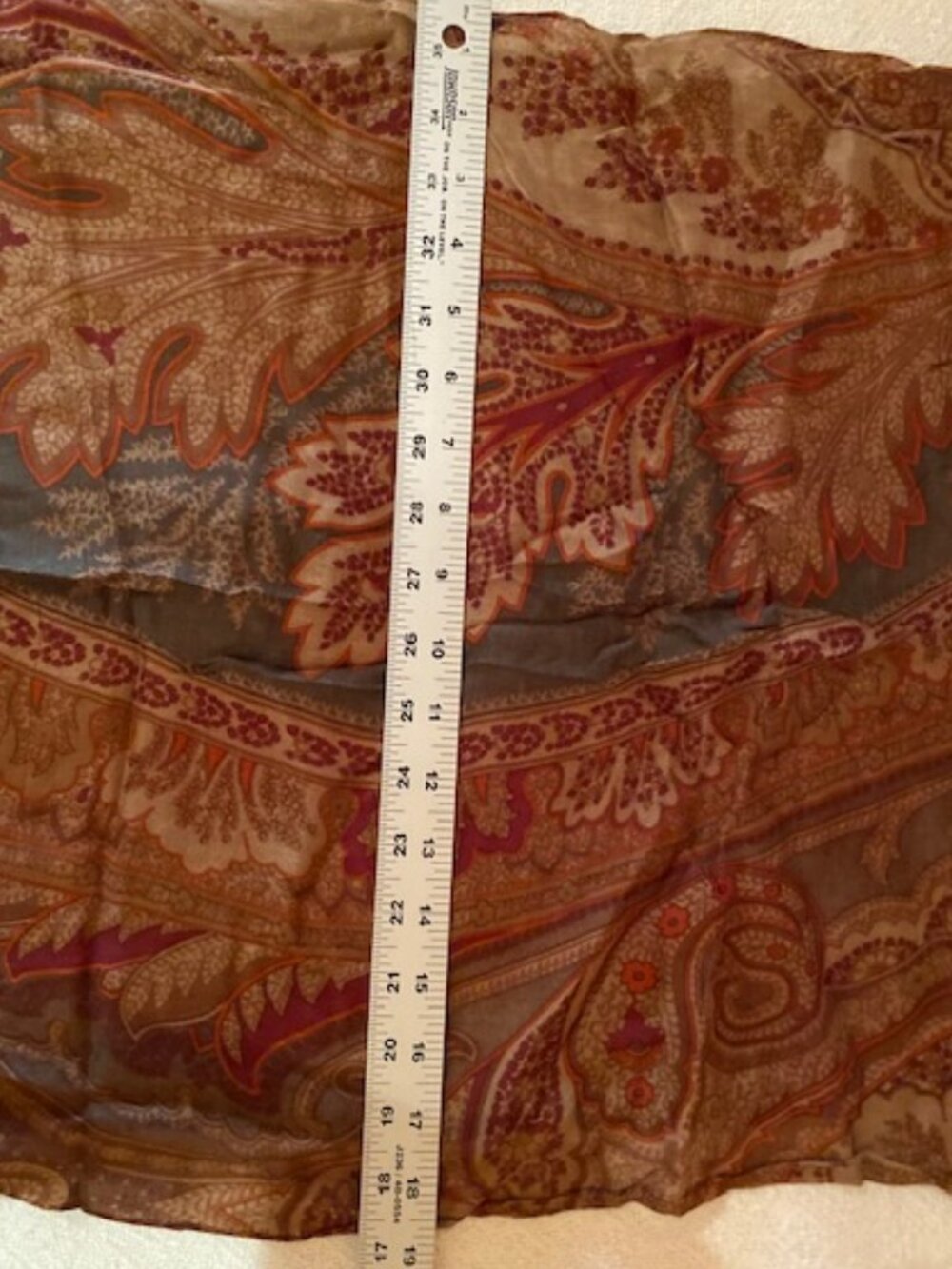 Ralph Lauren Paisley rayon scarf red & brown gorgeous colors 18"W and 72" L - Picture 5 of 5